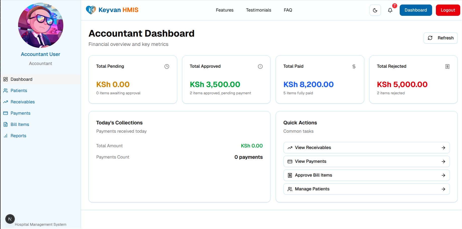 Accountant Dashboard - Financial overview and billing